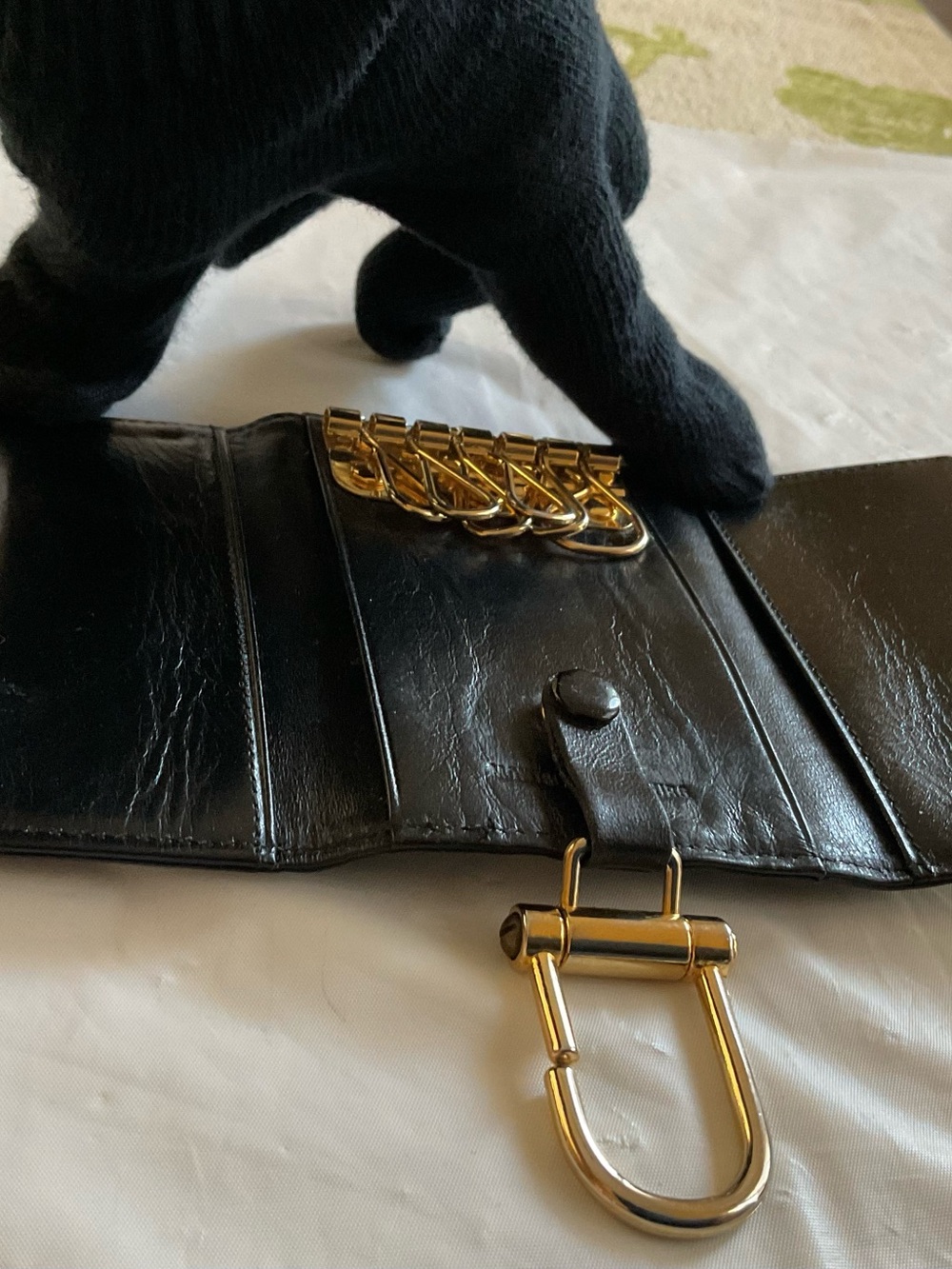MONTBLANC Black Smooth Leather Tri-fold Key Case/ Wallet- Swiss Made - Picture 3 of 10